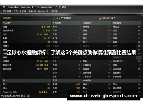 足球心水指数解析：了解这5个关键点助你精准预测比赛结果